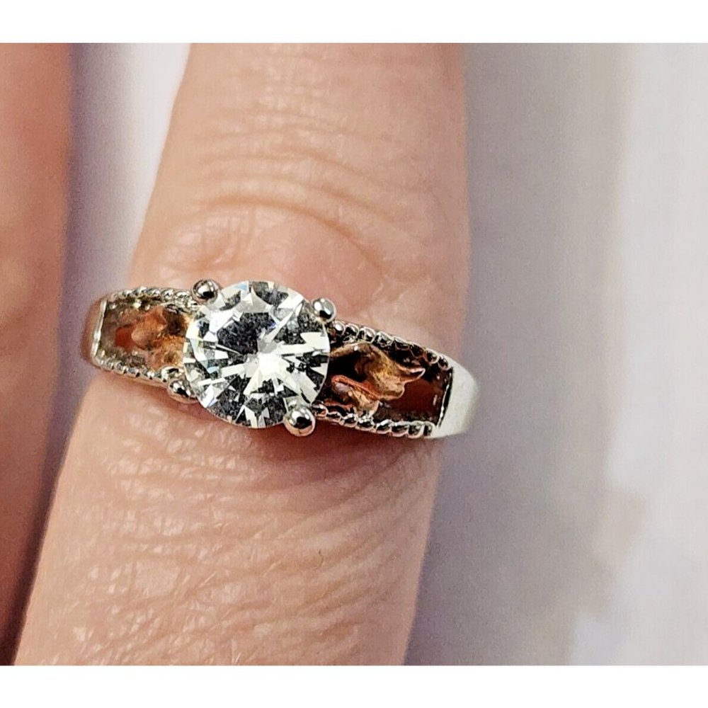 Cubic Zirconia CZ Gold Wings Silver Plated Ring Sz 9